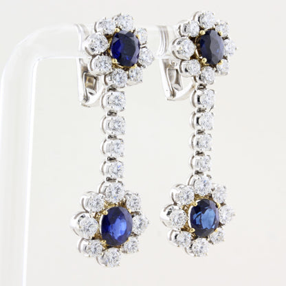 Vintage Picchiotti Natural Sapphire Diamond Drop Earrings
