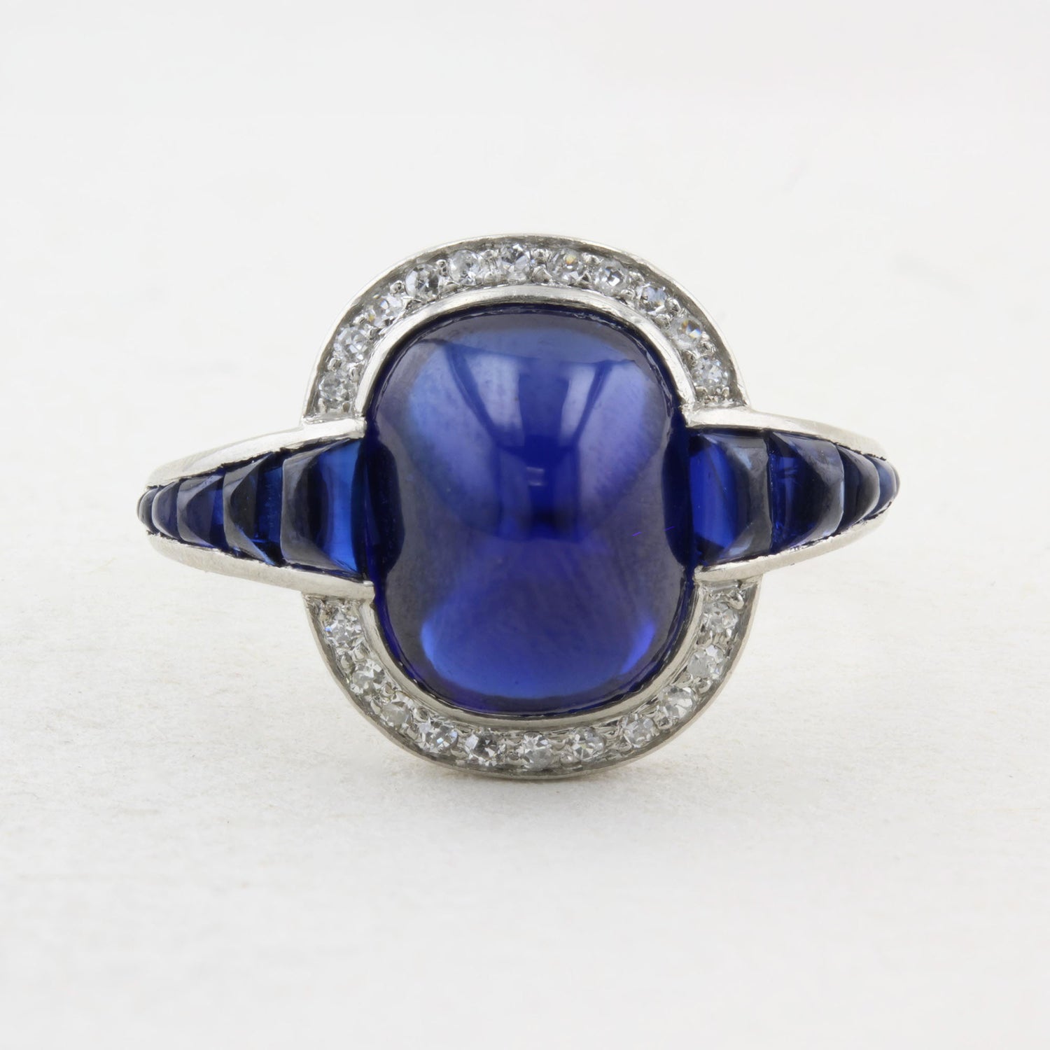 Antique Natural Sugarloaf Sapphire Cluster Ring