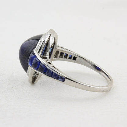 Antique Natural Sugarloaf Sapphire Cluster Ring