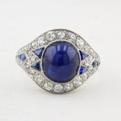 Antique Natural Cabochon Sapphire Cluster Ring