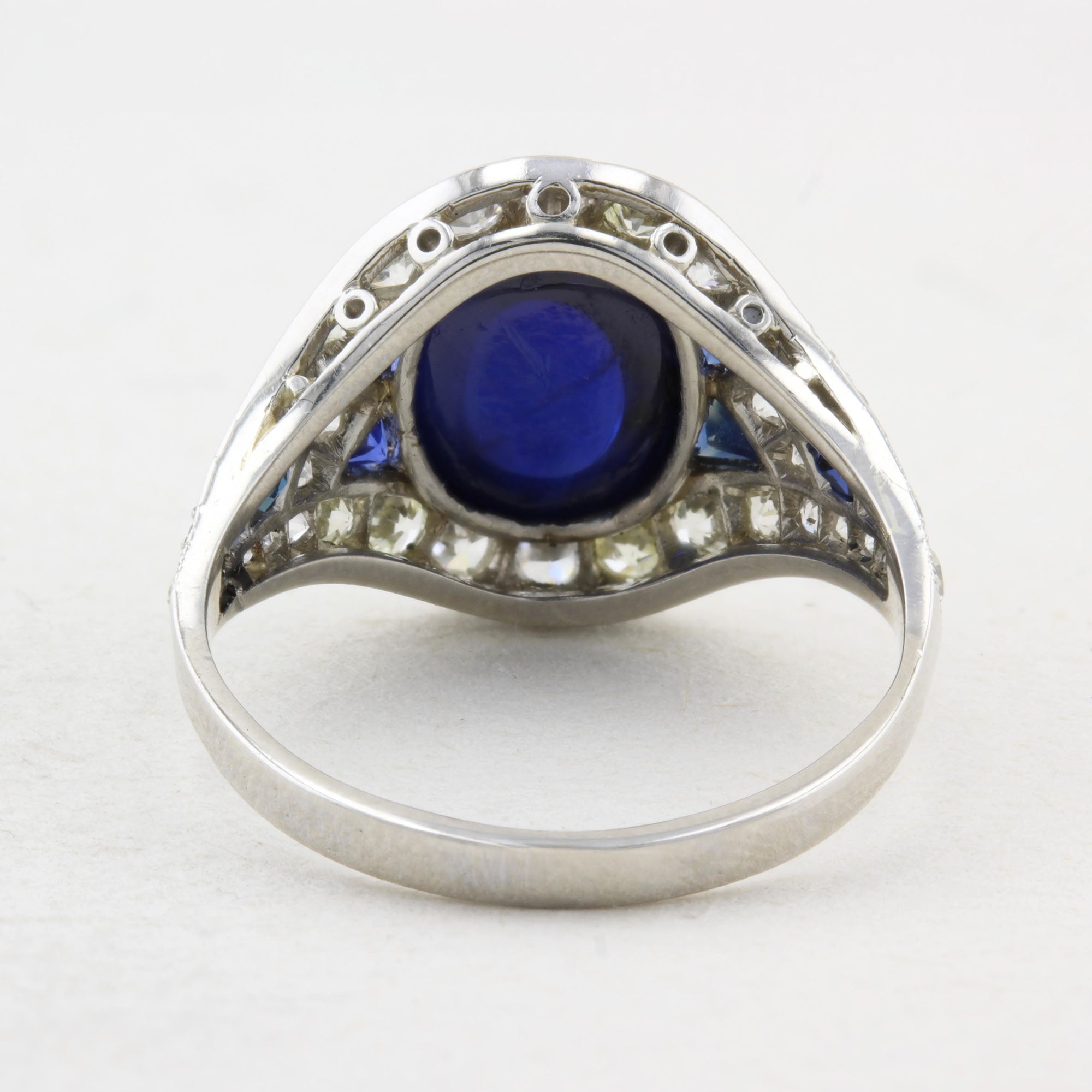 Antique Natural Cabochon Sapphire Cluster Ring