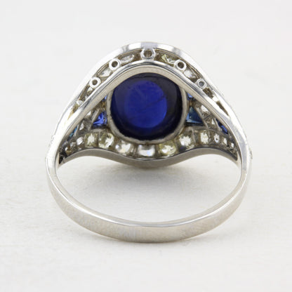 Antique Natural Cabochon Sapphire Cluster Ring
