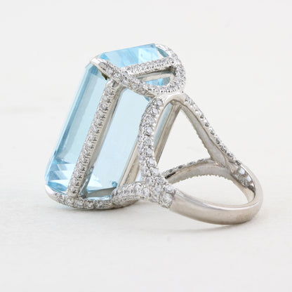 30ct Aquamarine and Diamond Cocktail Ring