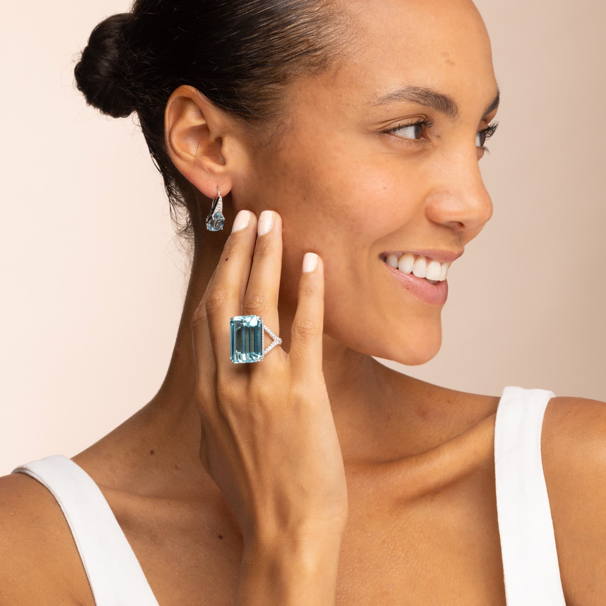 30ct Aquamarine and Diamond Cocktail Ring