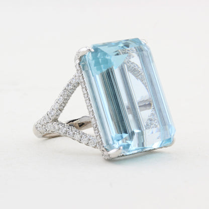 30ct Aquamarine and Diamond Cocktail Ring
