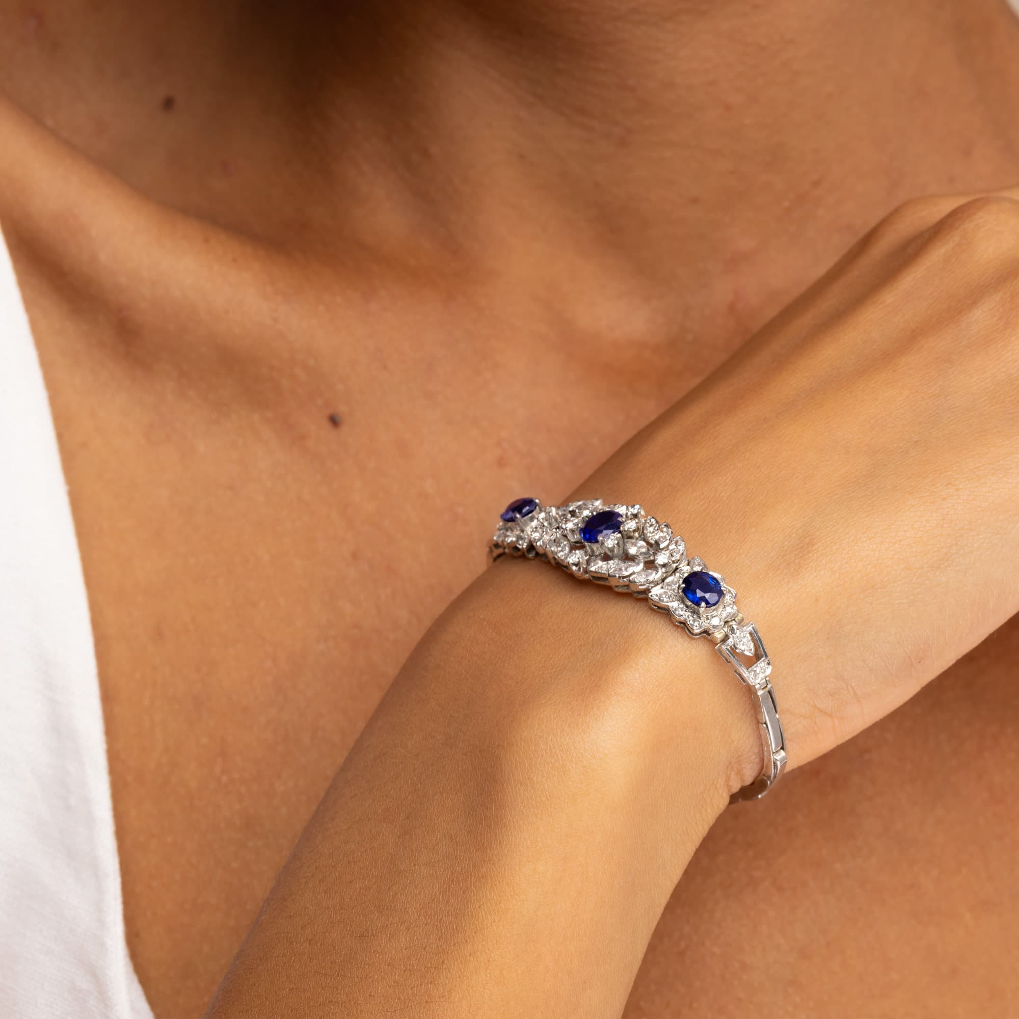 Vintage Sapphire and Diamond Bracelet c.1940s