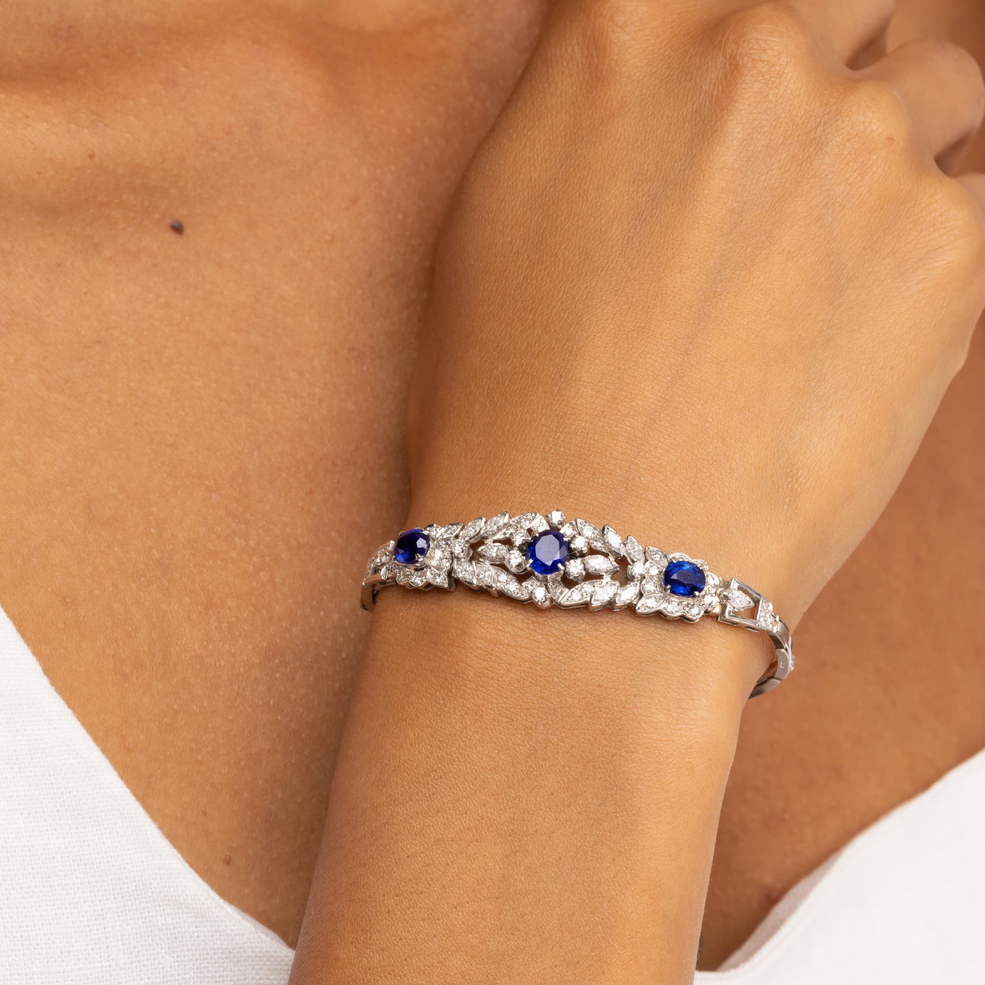 Vintage Sapphire and Diamond Bracelet c.1940s