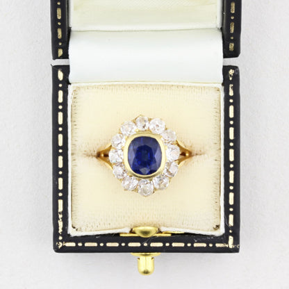 Vintage Sapphire and Diamond Cluster Ring