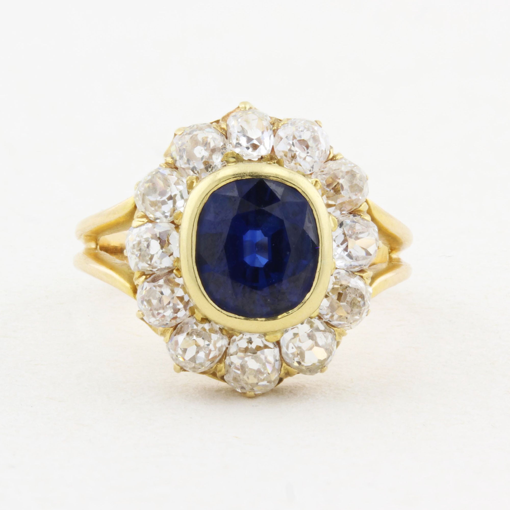 Vintage Sapphire and Diamond Cluster Ring