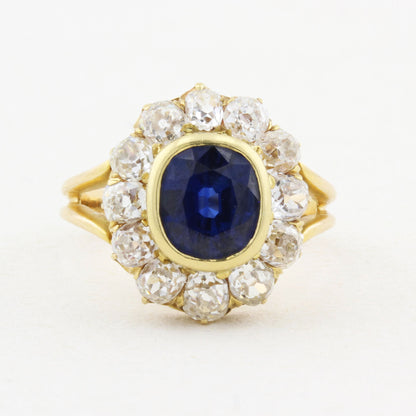 Vintage Sapphire and Diamond Cluster Ring