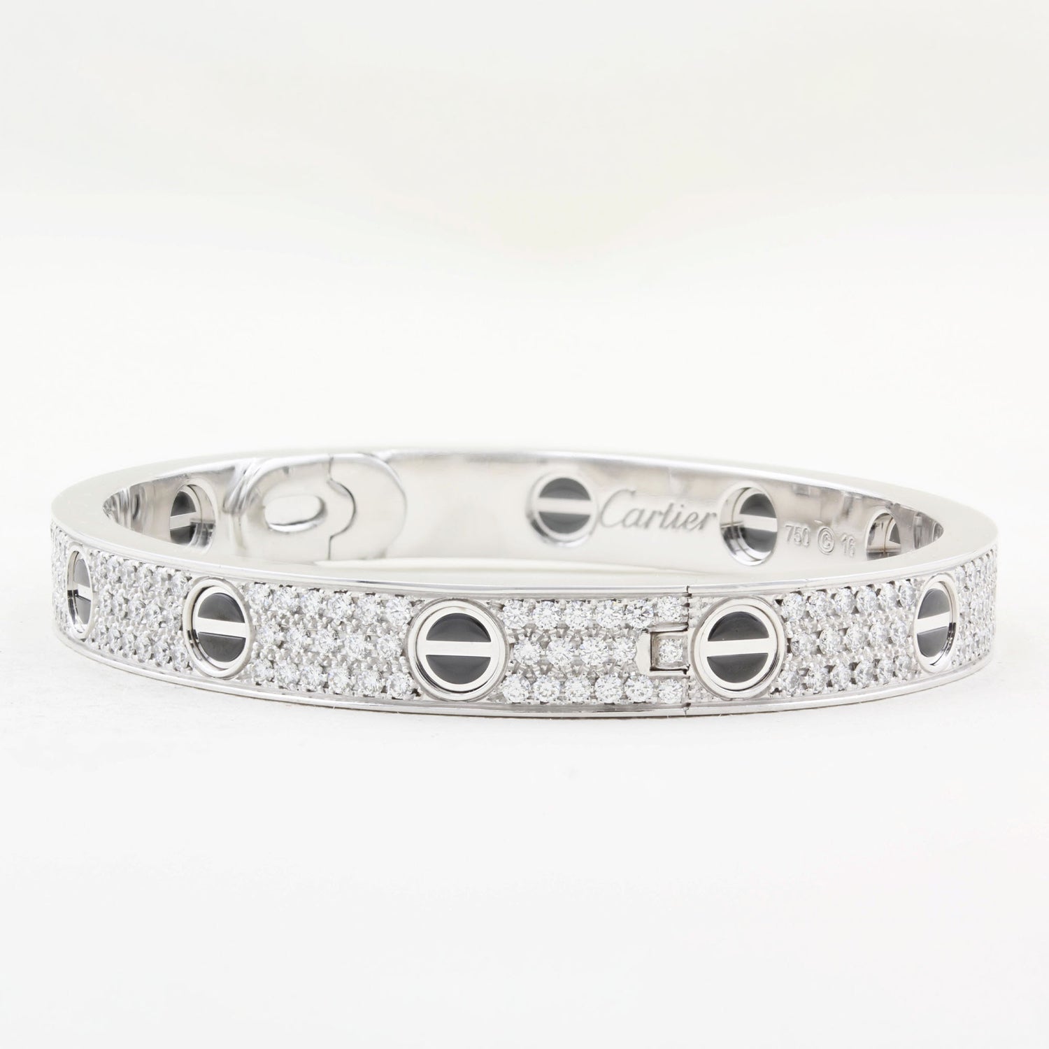 Cartier Pave Diamond and Ceramic Love Bracelet - Size 16