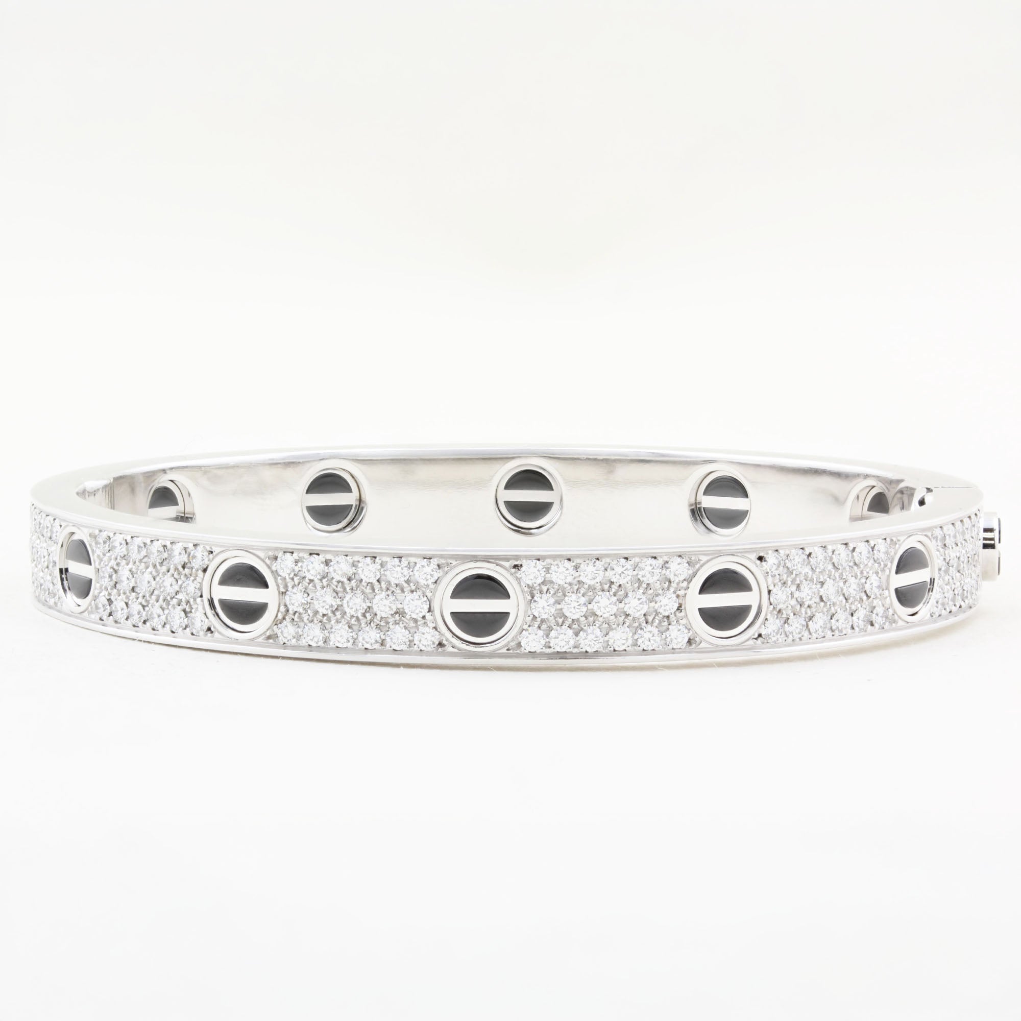 Cartier Pave Diamond and Ceramic Love Bracelet - Size 16