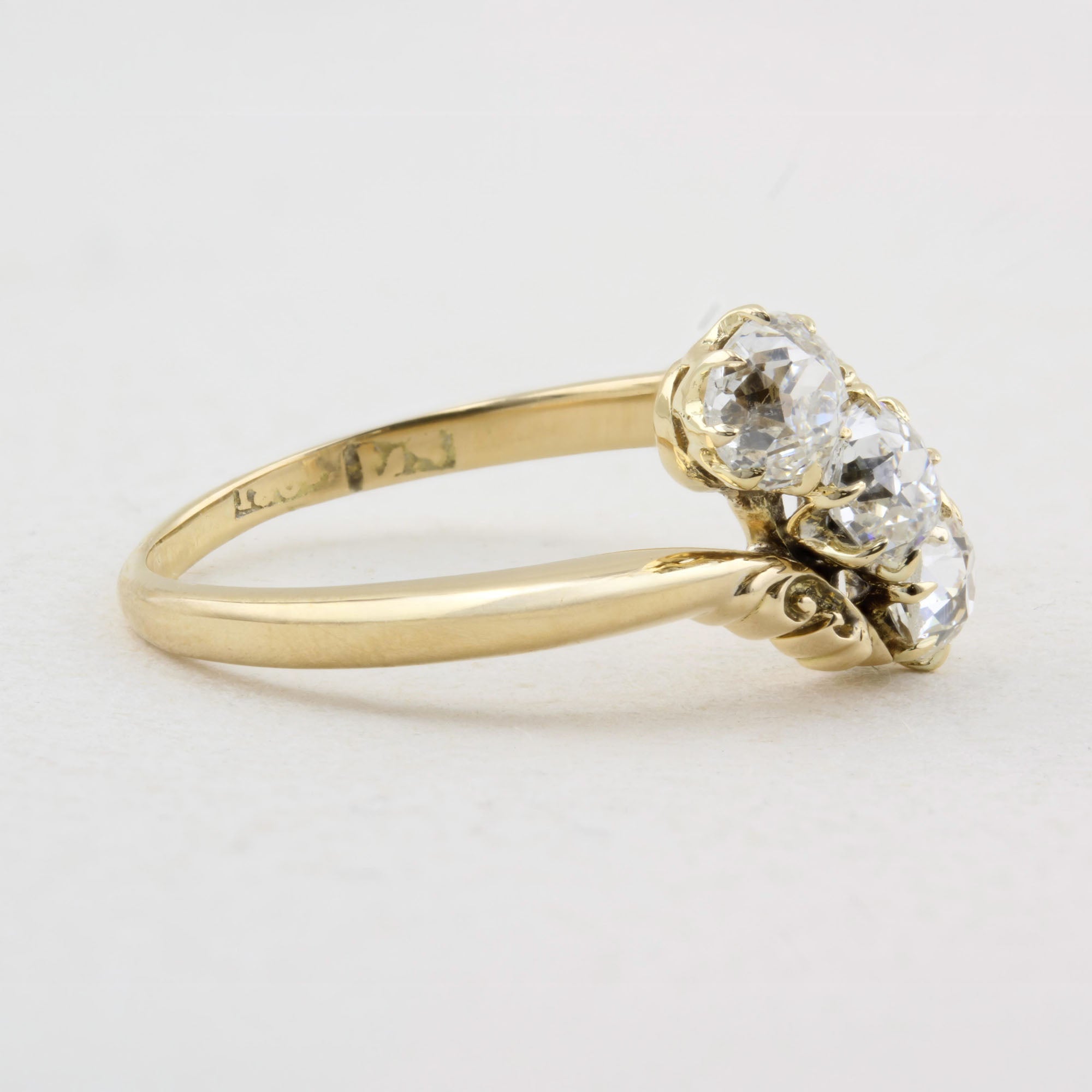 Antique Old Cut Diamond Three Stone Twist Ring