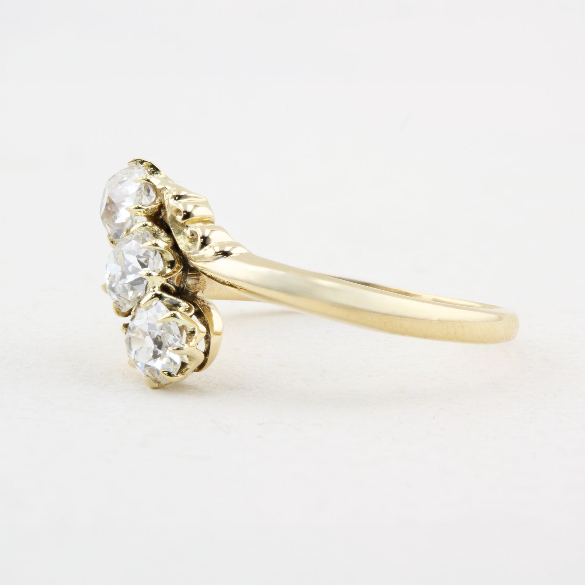 Antique Old Cut Diamond Three Stone Twist Ring