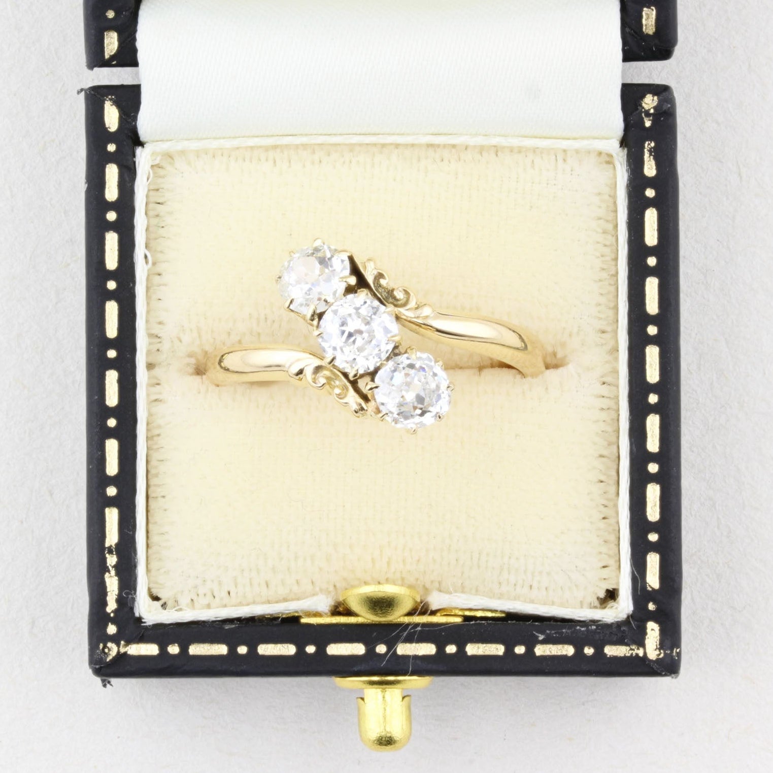 Vintage Three Stone Old Cut Diamond Twist Ring