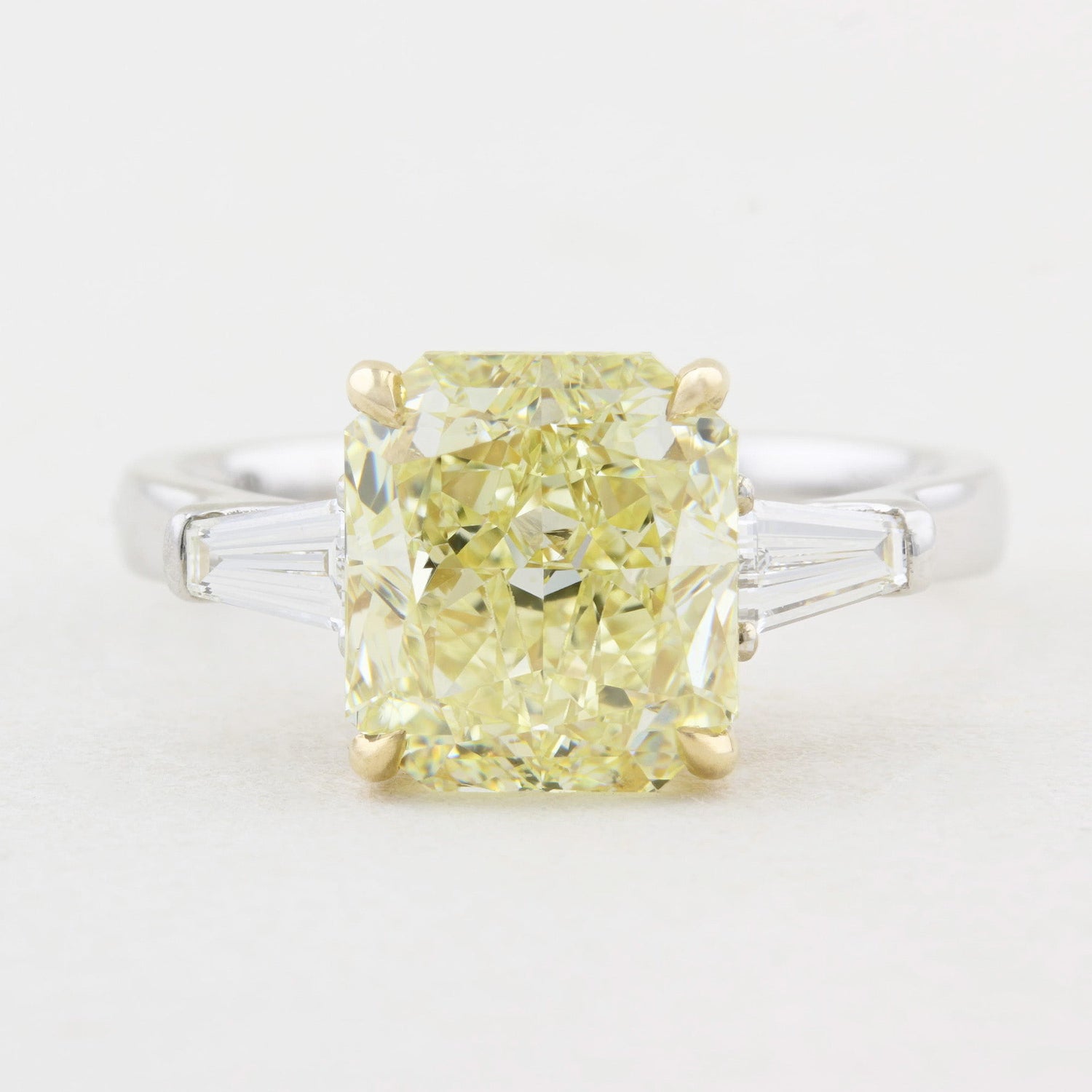 4.22ct Natural Fancy Yellow Diamond Three Stone Ring