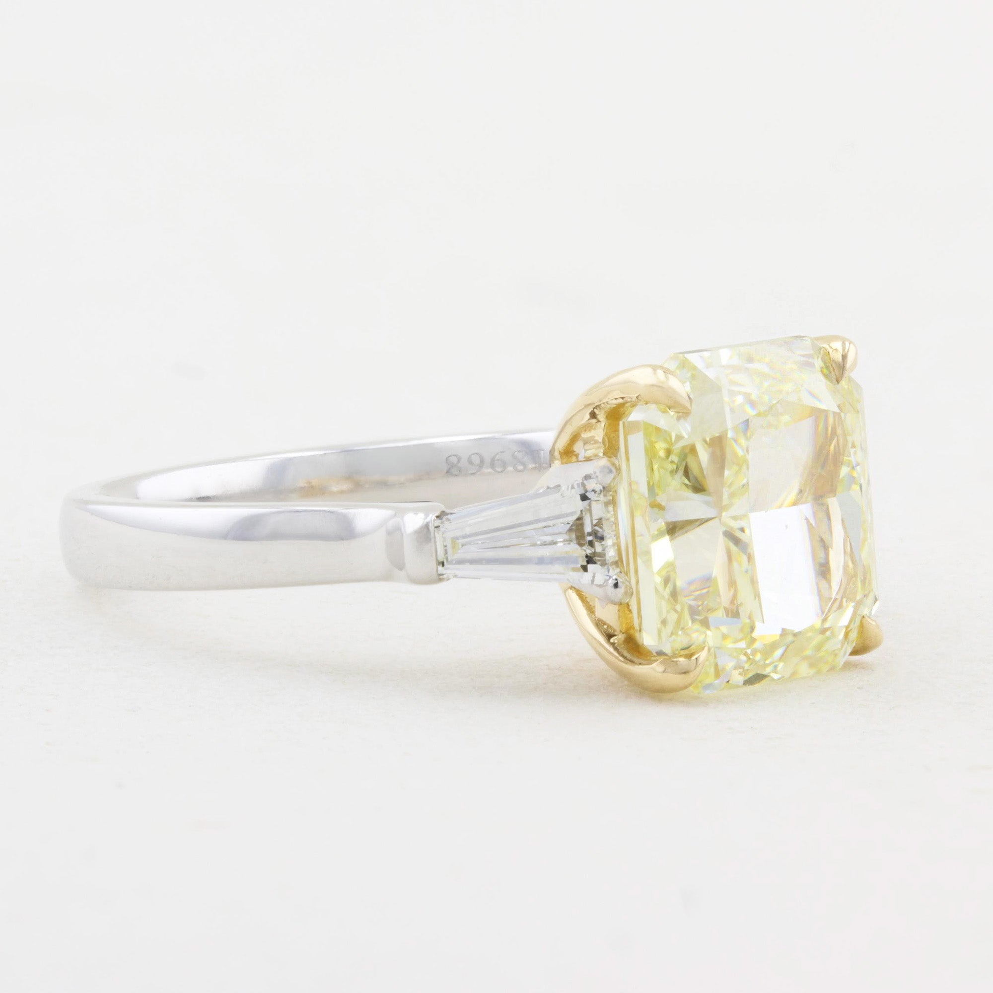 4.22ct Natural Fancy Yellow Diamond Three Stone Ring