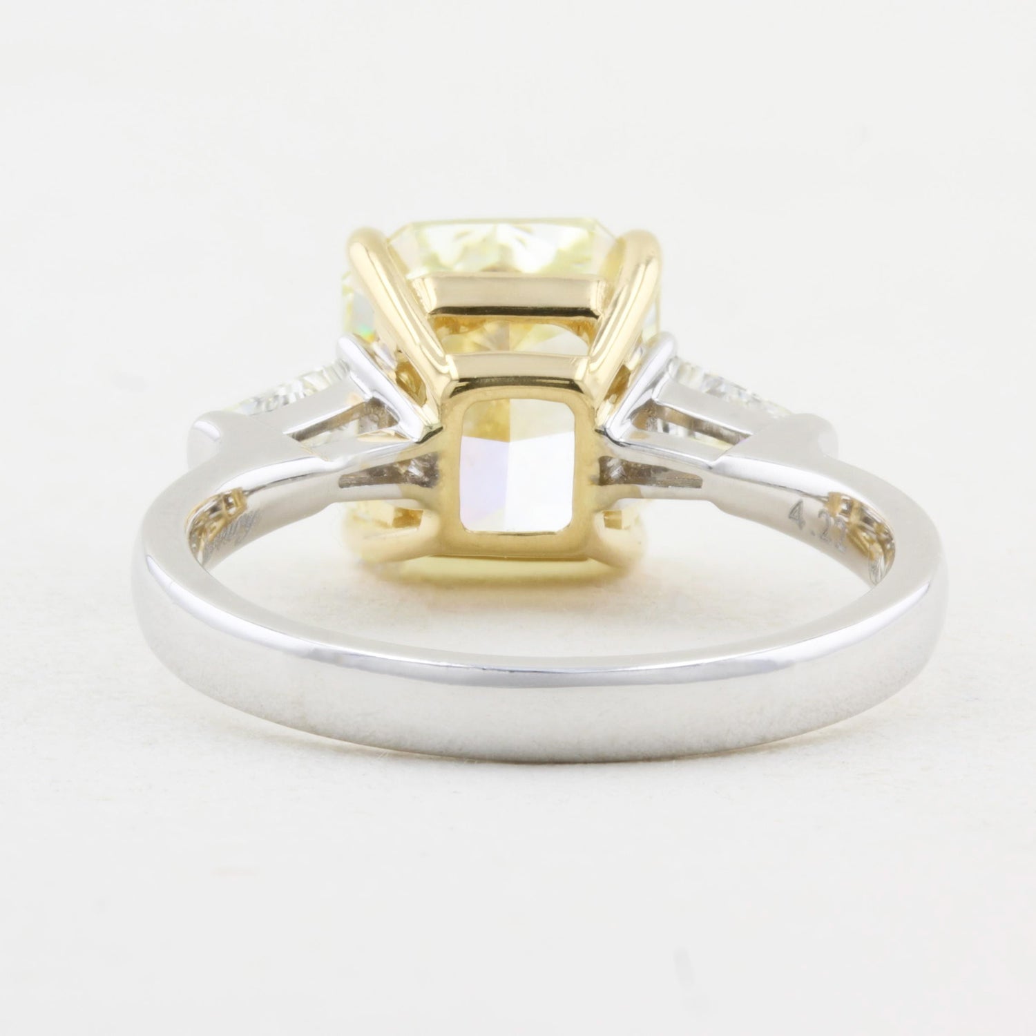 4.22ct Natural Fancy Yellow Diamond Three Stone Ring