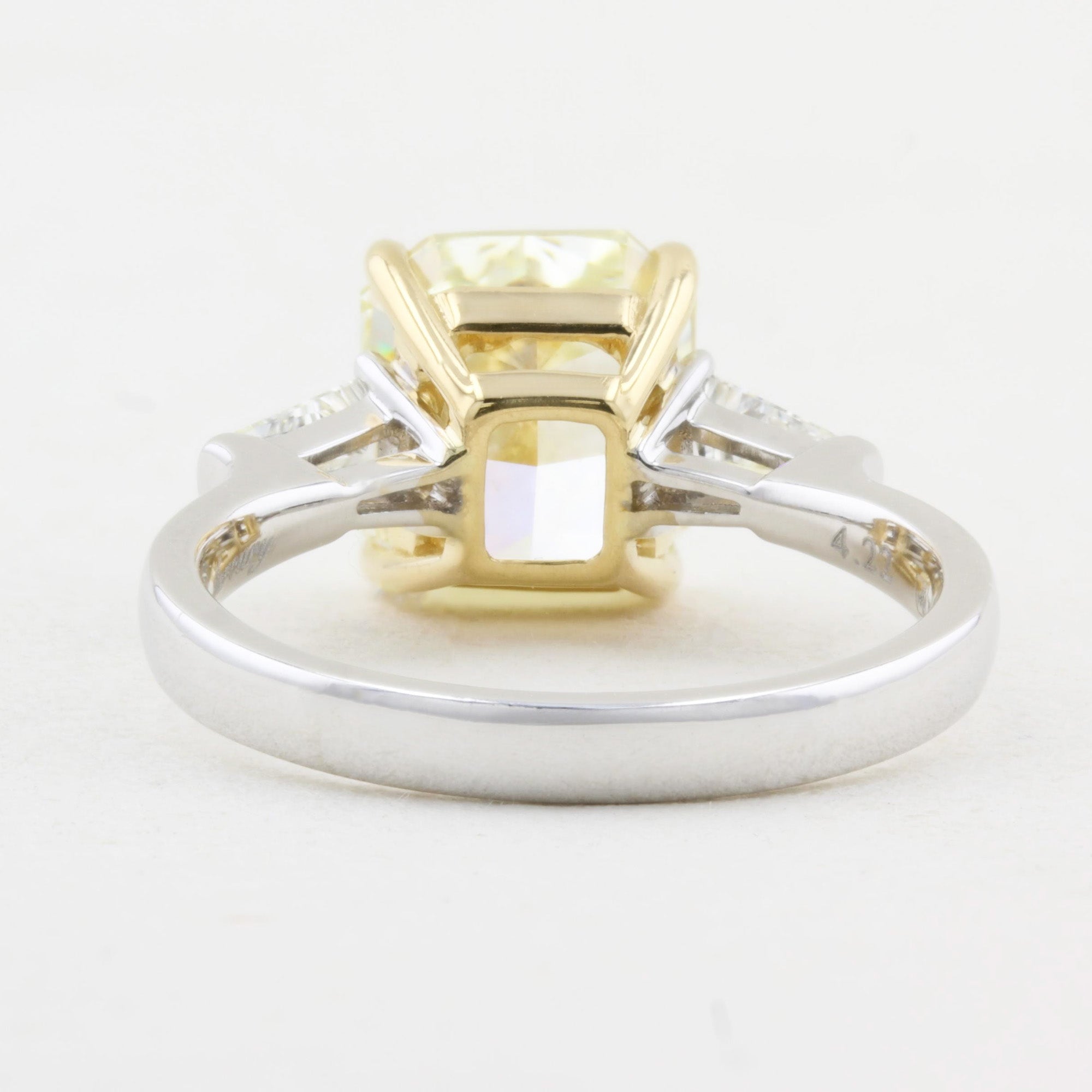 4.22ct Natural Fancy Yellow Diamond Three Stone Ring
