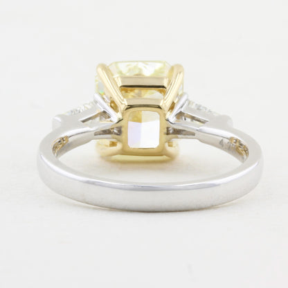 4.22ct Natural Fancy Yellow Diamond Three Stone Ring