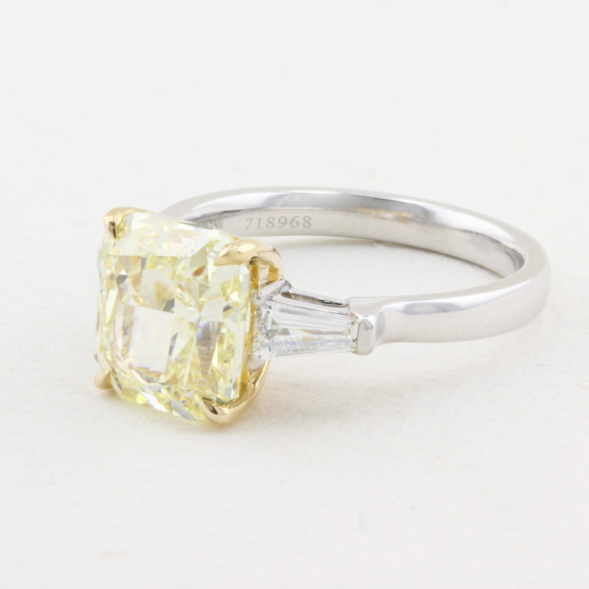 4.22ct Natural Fancy Yellow Diamond Three Stone Ring
