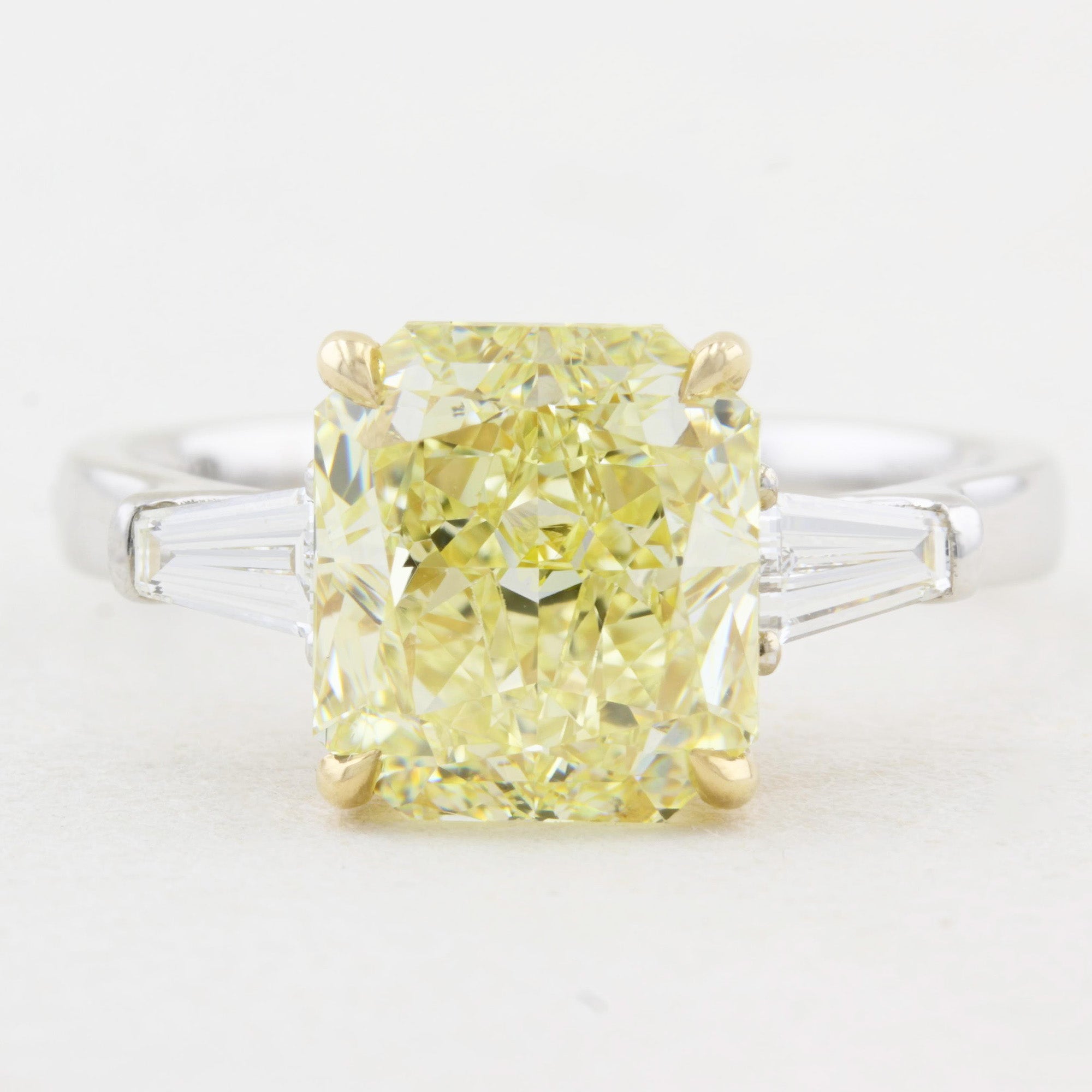 4.22ct Natural Fancy Yellow Diamond Three Stone Ring