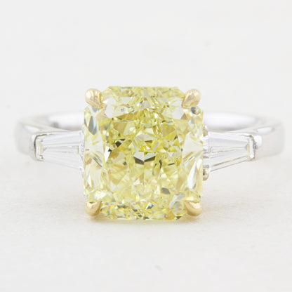 4.22ct Natural Fancy Yellow Diamond Three Stone Ring