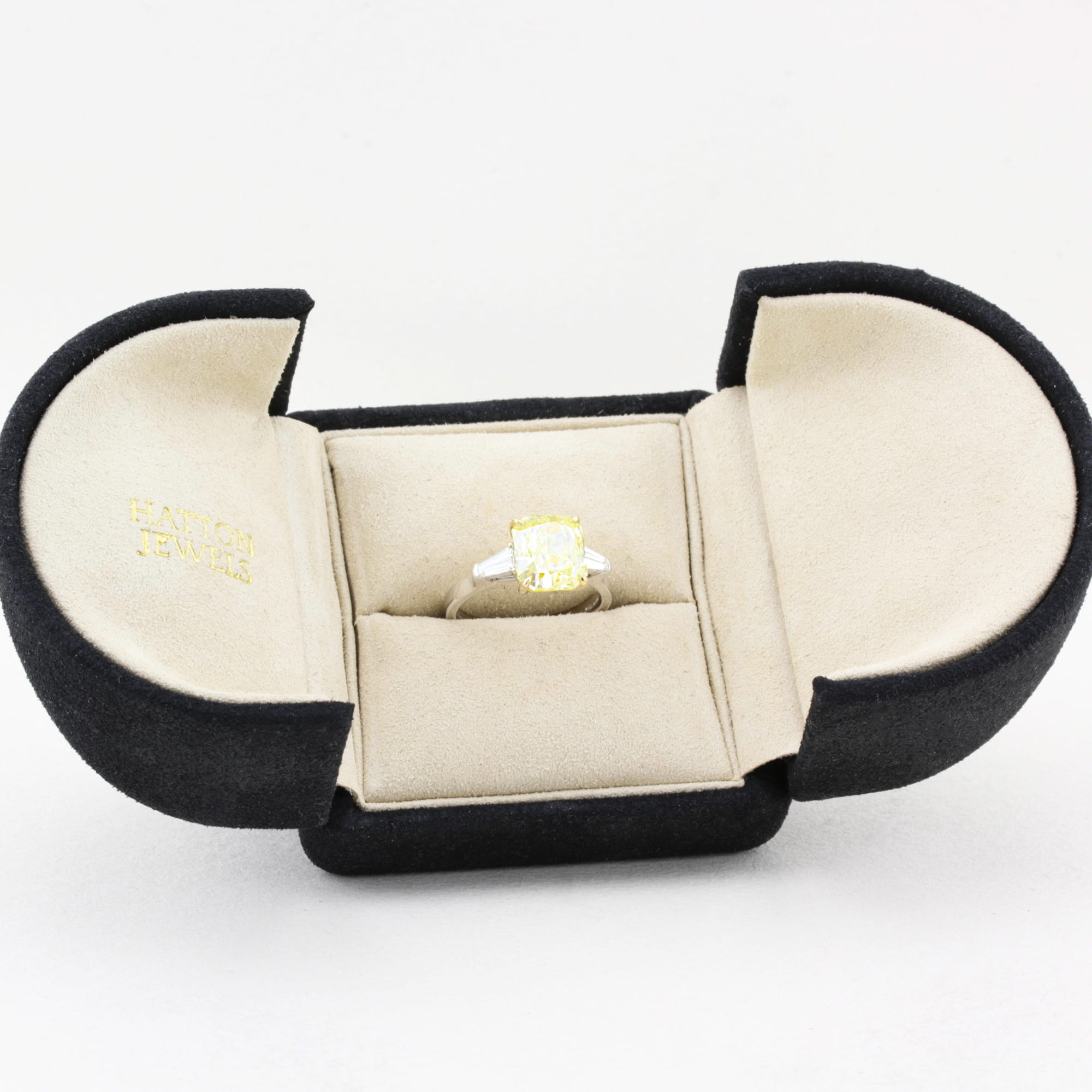 4.22ct Natural Fancy Yellow Diamond Three Stone Ring