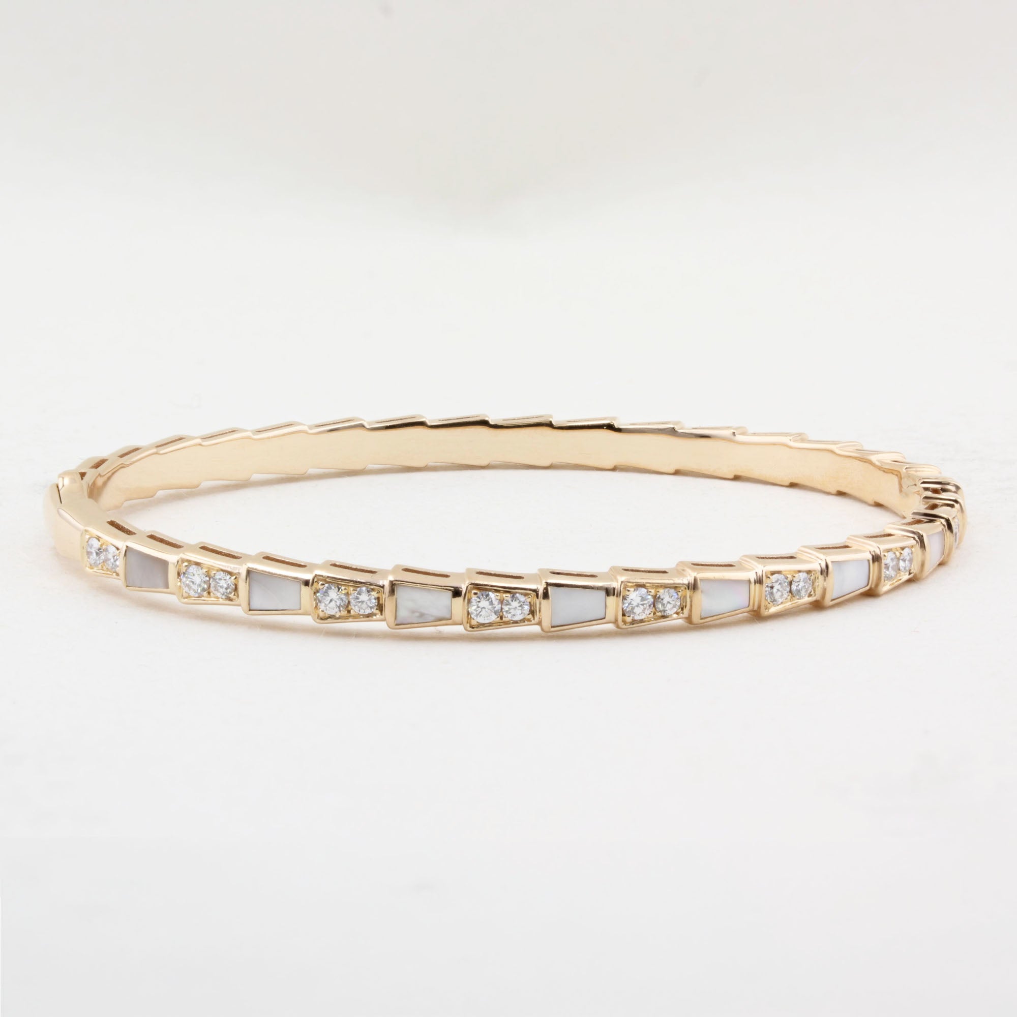 Bvlgari Serpenti Viper Diamond Mother of Pearl Gold Bracelet