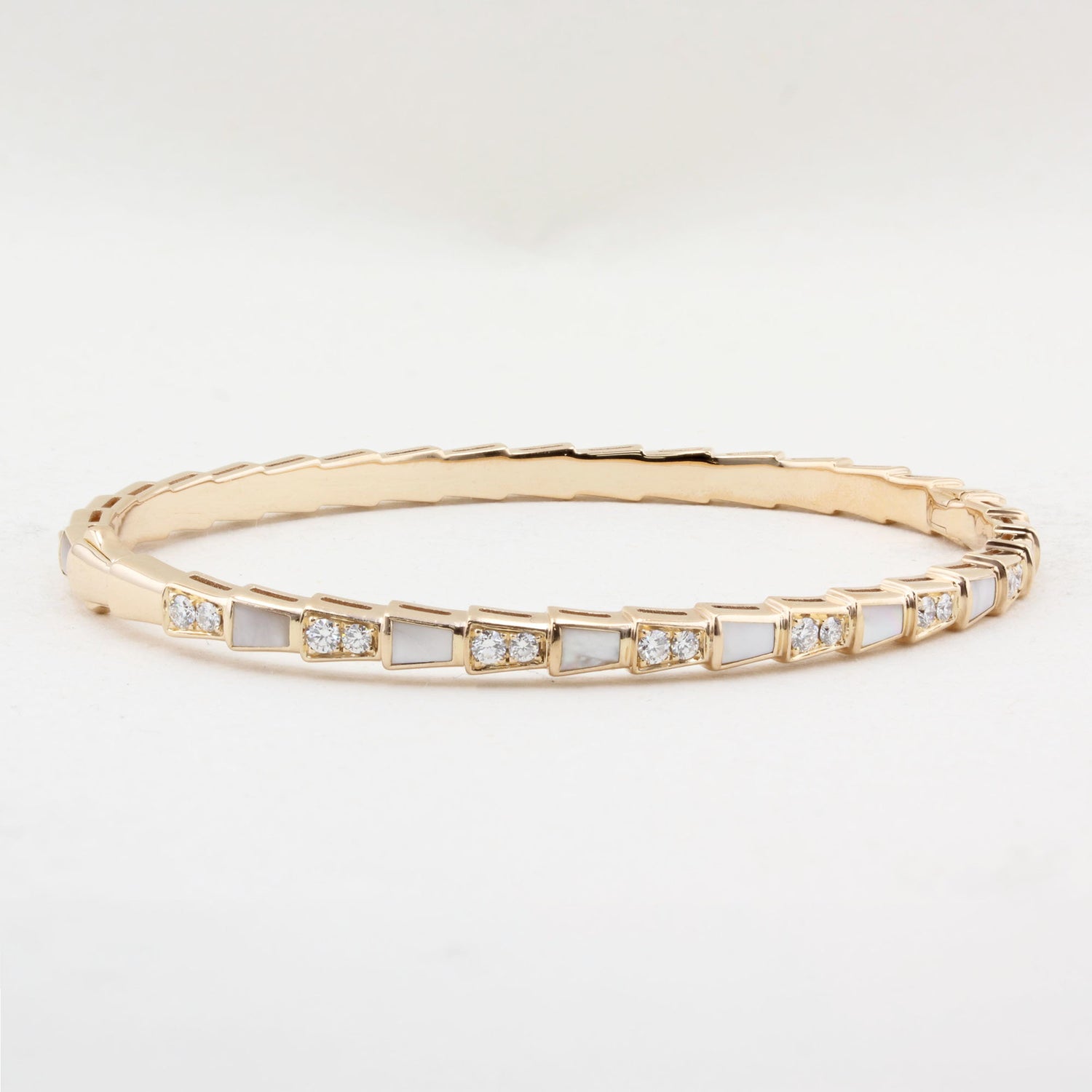 Bvlgari Serpenti Viper Diamond Mother of Pearl Gold Bracelet