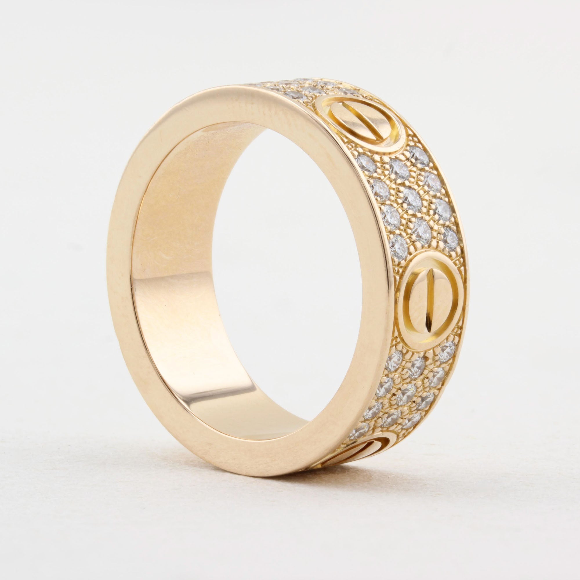 Cartier Rose Gold Pave Diamond Love Ring - Size 52