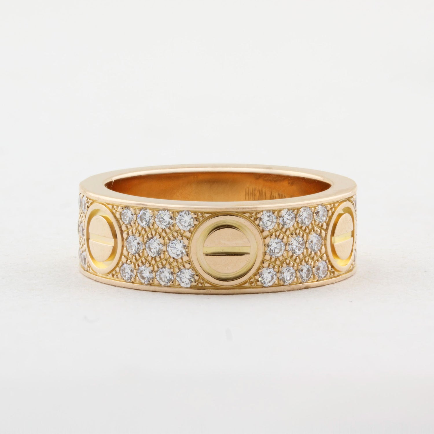 Cartier Rose Gold Pave Diamond Love Ring - Size 52