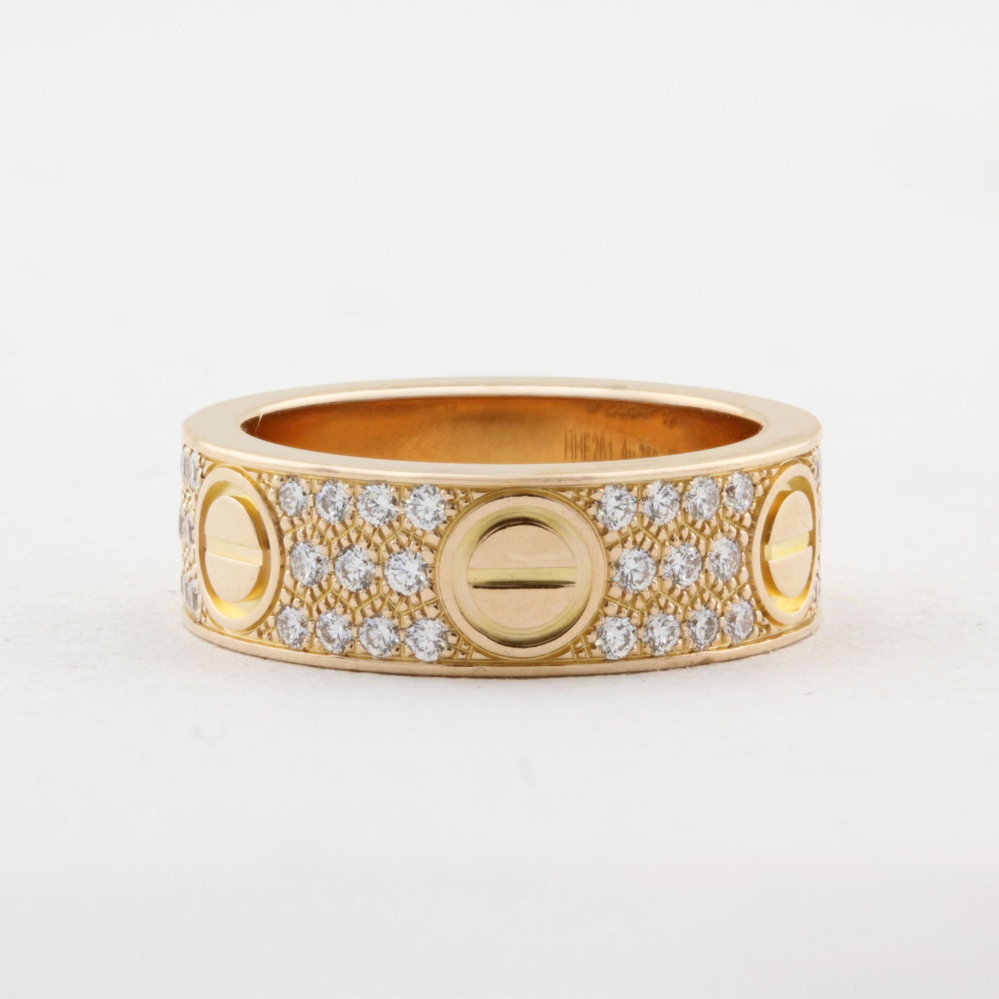 Cartier Rose Gold Pave Diamond Love Ring - Size 52