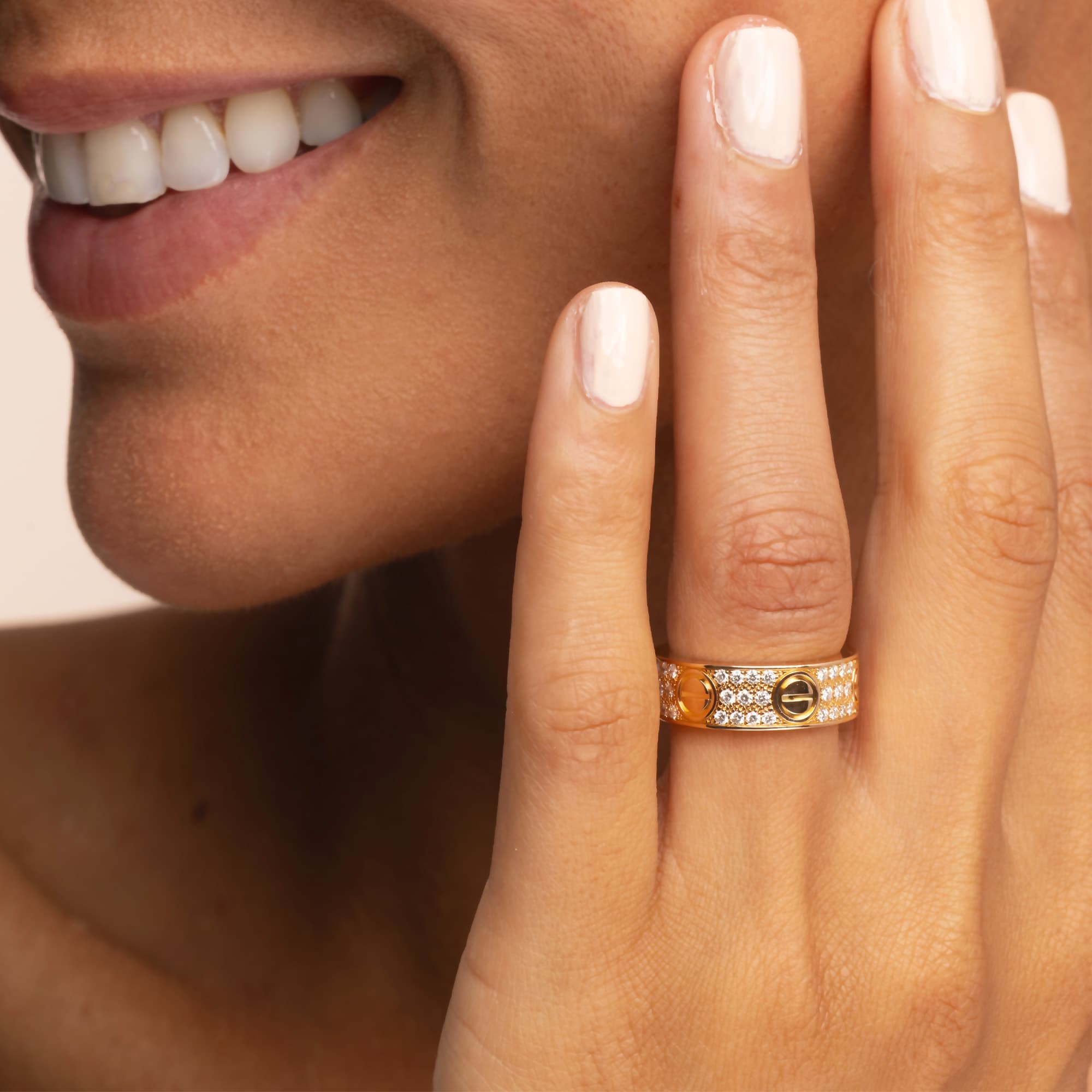 Cartier Rose Gold Pave Diamond Love Ring - Size 52