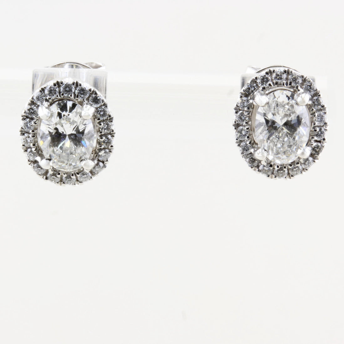 1.01ct Oval Halo Diamond Earrings