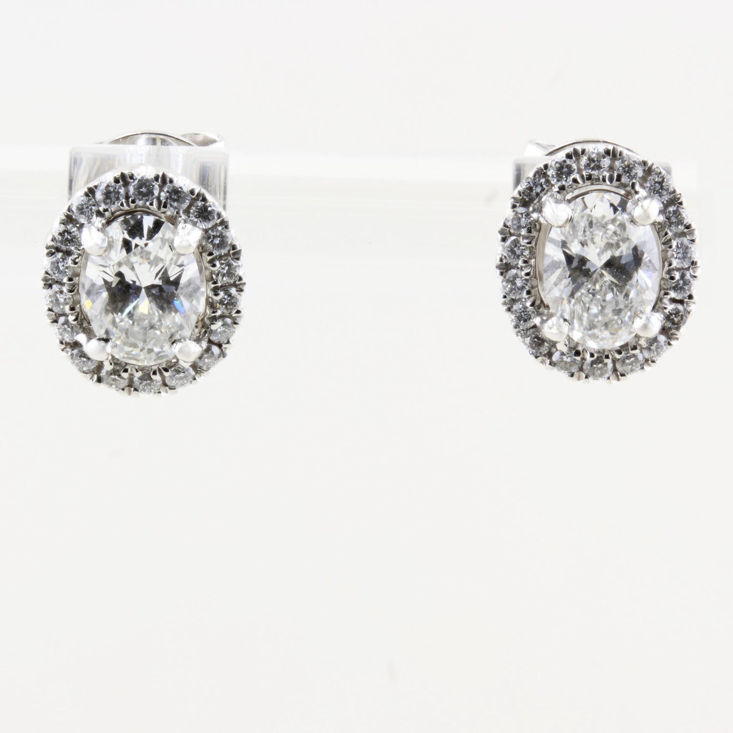 1.01ct Oval Halo Diamond Earrings