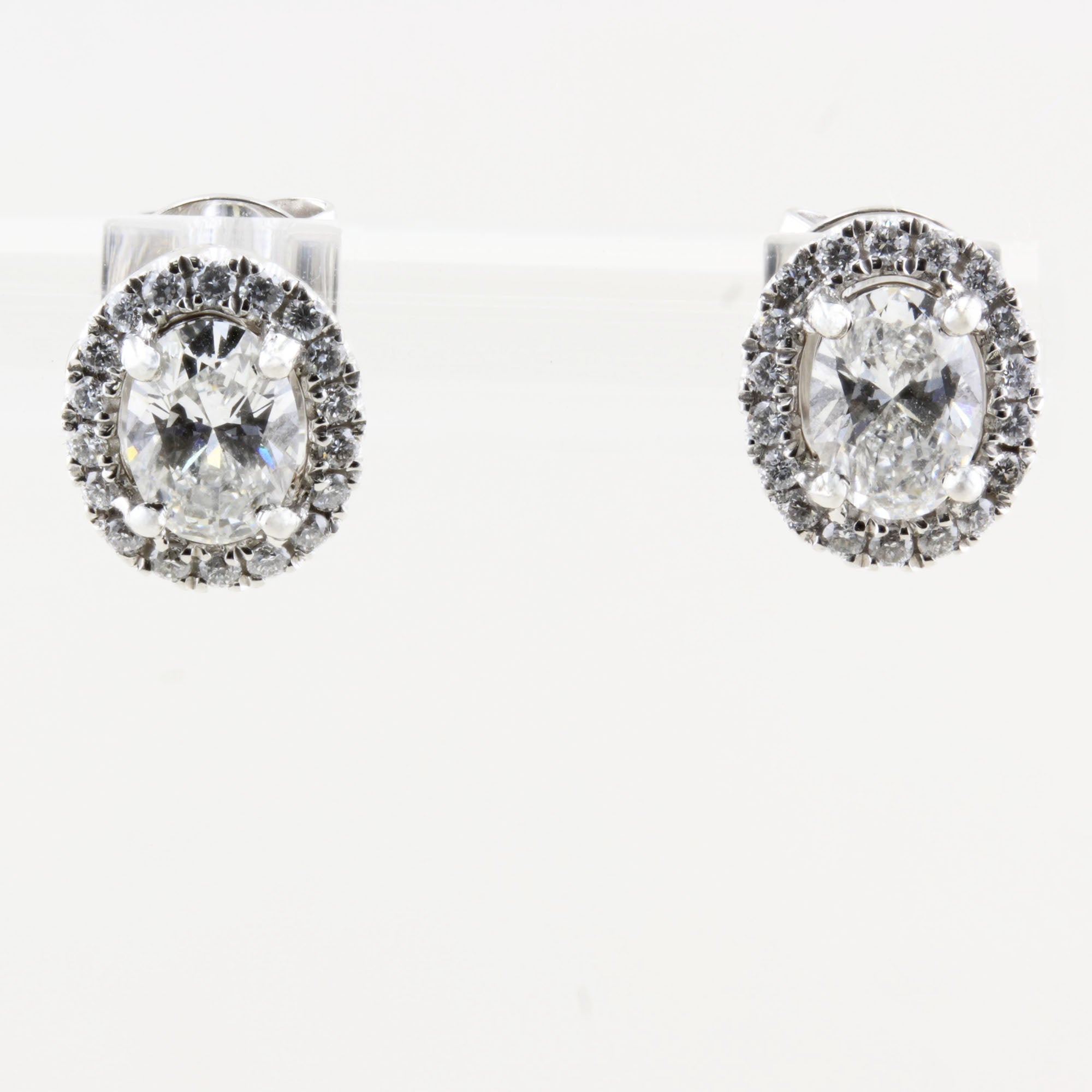 1.01ct Oval Halo Diamond Earrings