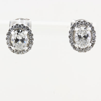 1.01ct Oval Halo Diamond Earrings