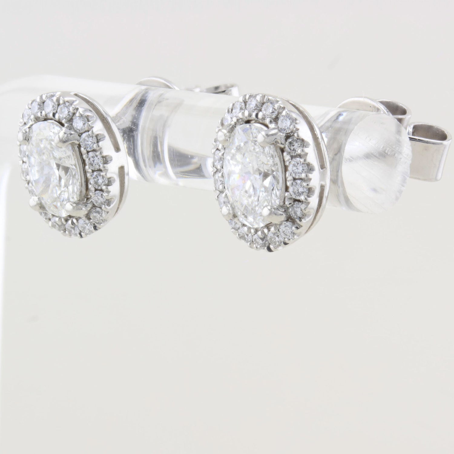 1.01ct Oval Halo Diamond Earrings