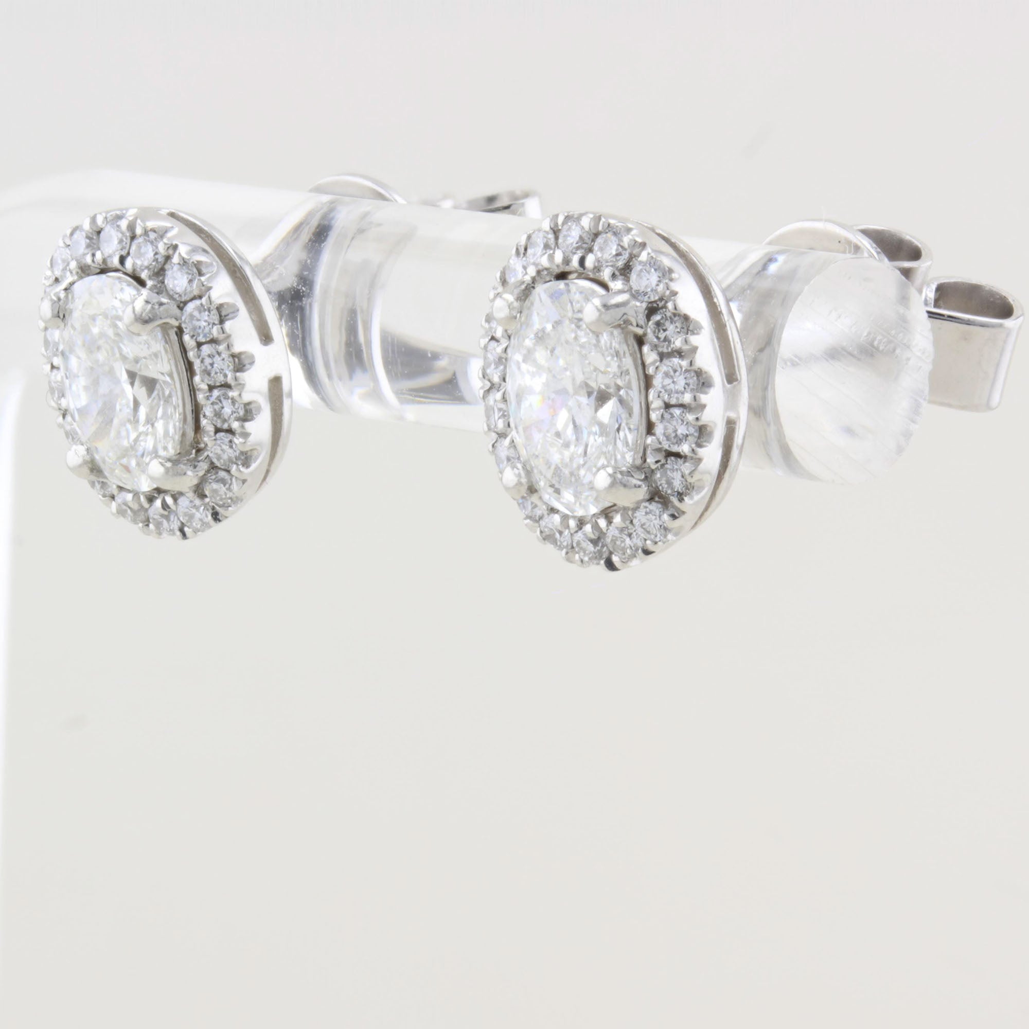 1.01ct Oval Halo Diamond Earrings