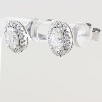 1.01ct Oval Halo Diamond Earrings