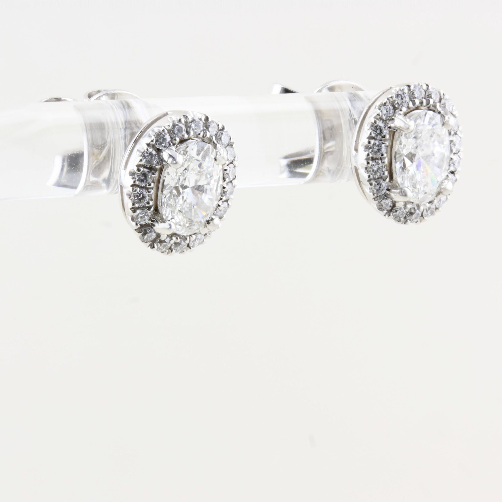 1.01ct Oval Halo Diamond Earrings