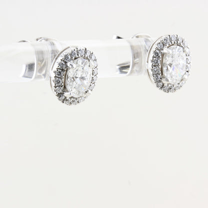 1.01ct Oval Halo Diamond Earrings