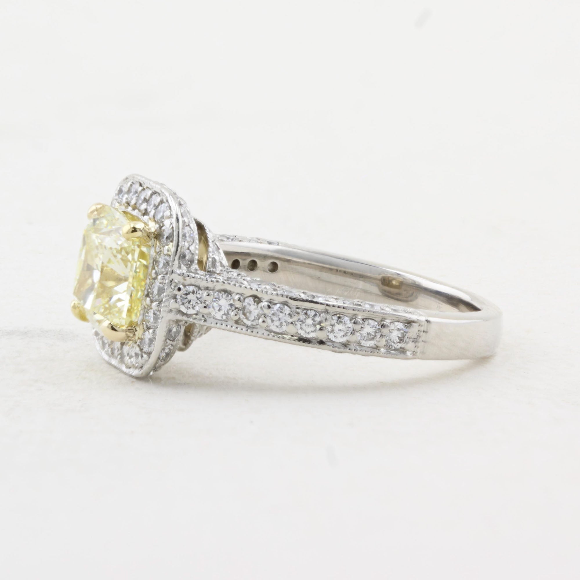 1.70ct Natural Fancy Yellow Diamond Cluster Ring