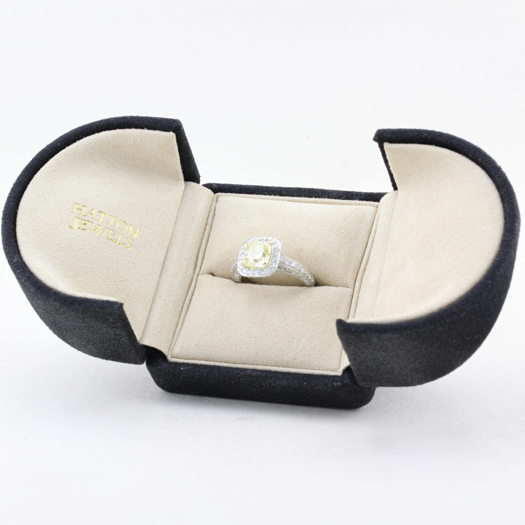 1.70ct Natural Fancy Yellow Diamond Cluster Ring