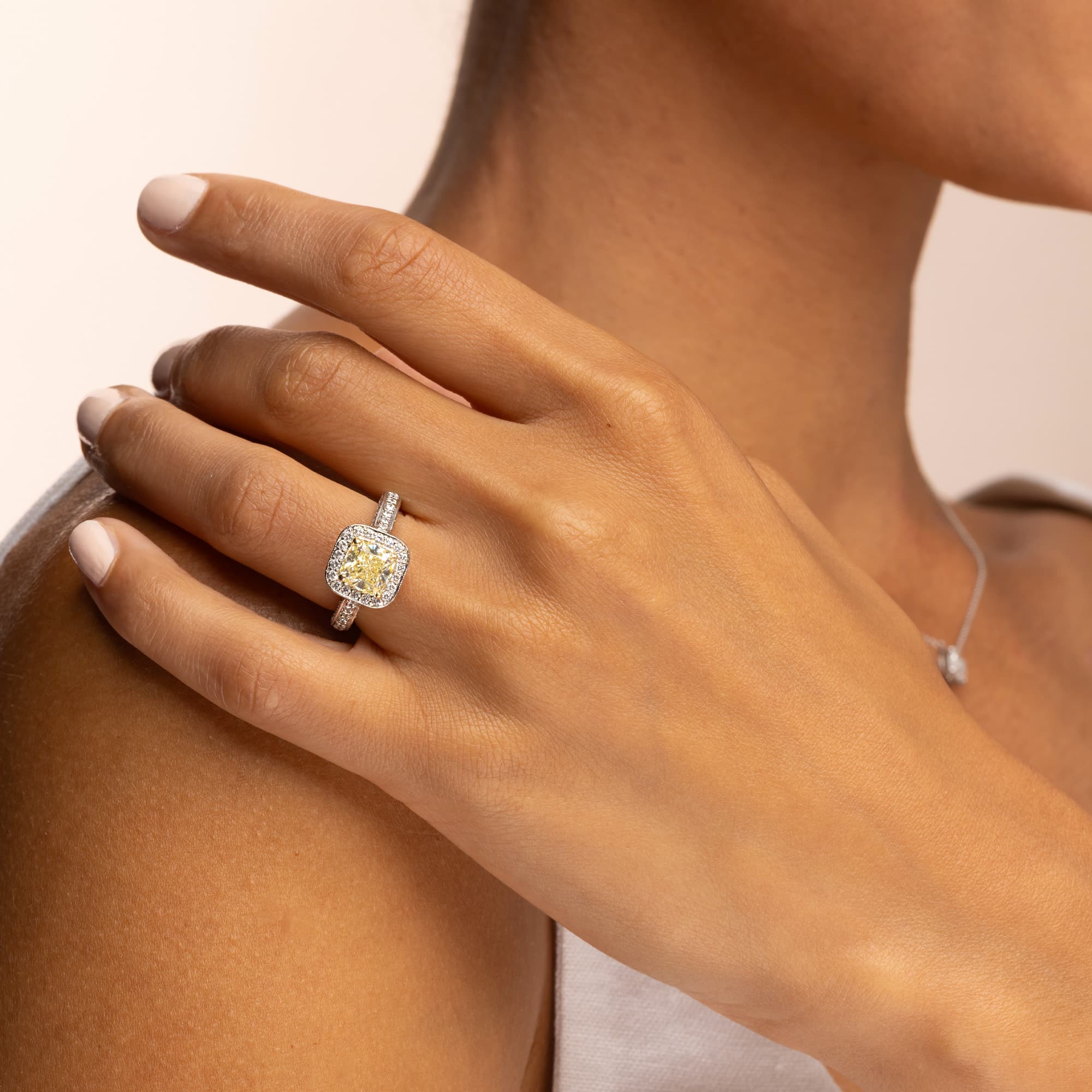1.70ct Natural Fancy Yellow Diamond Cluster Ring