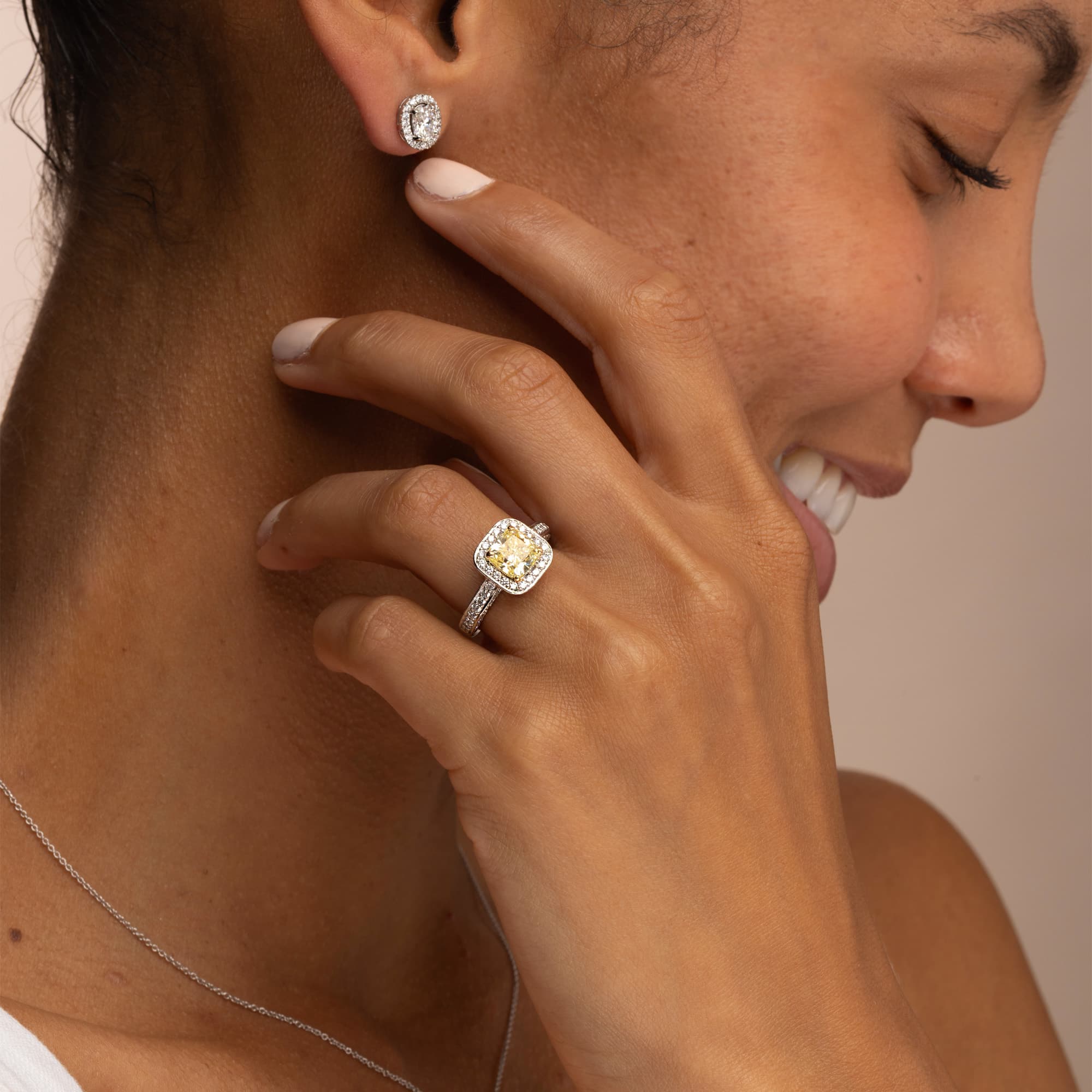 1.70ct Natural Fancy Yellow Diamond Cluster Ring