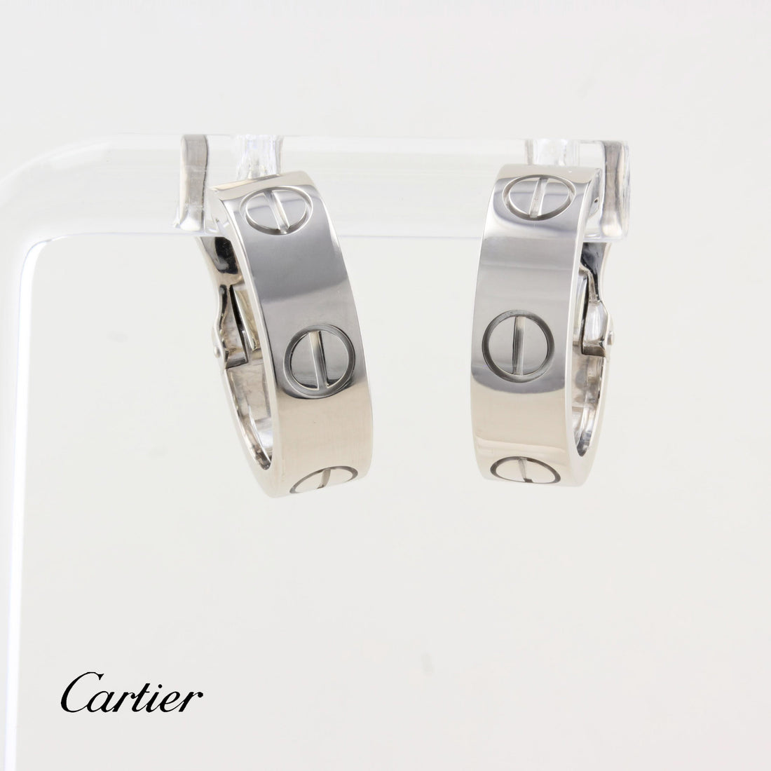 Cartier White Gold Classic Love Hoop Earrings