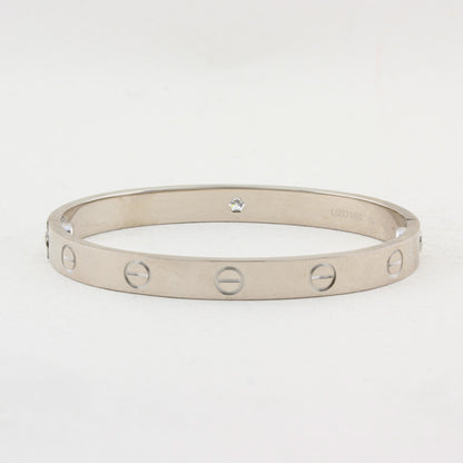 Cartier White Gold Single Diamond Love Bracelet - Size 16