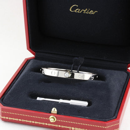 Cartier White Gold Single Diamond Love Bracelet - Size 16